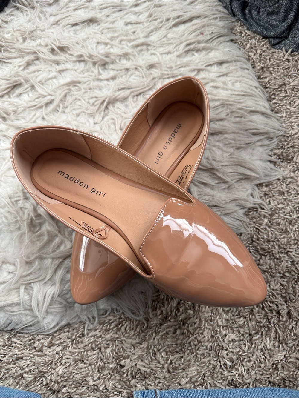 Madden Girl Nude Patent Pointed Slip-On Flats